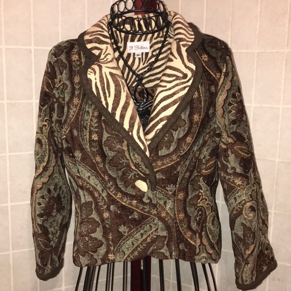 3 Sisters Jackets & Blazers - 3 SISTERS®️BOHO CHIC TEXTURED TAPESTRY BLAZER M